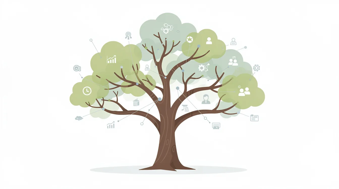 The image depicts a large tree with sprawling branches, symbolizing the growth and expansion of customer relationships within a single account. This visual metaphor reflects the principles of account-based marketing, illustrating how sales and marketing teams can nurture existing customers and target key accounts for enhanced engagement and business growth.